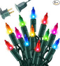 Dazzle Bright Warm White Christmas Mini String Lights, 150 Incandescent Lights, Waterproof Christmas Decorations for Indoor Outdoor Garden Yard Decor (Multi-Colored, 2 x 150 Count)