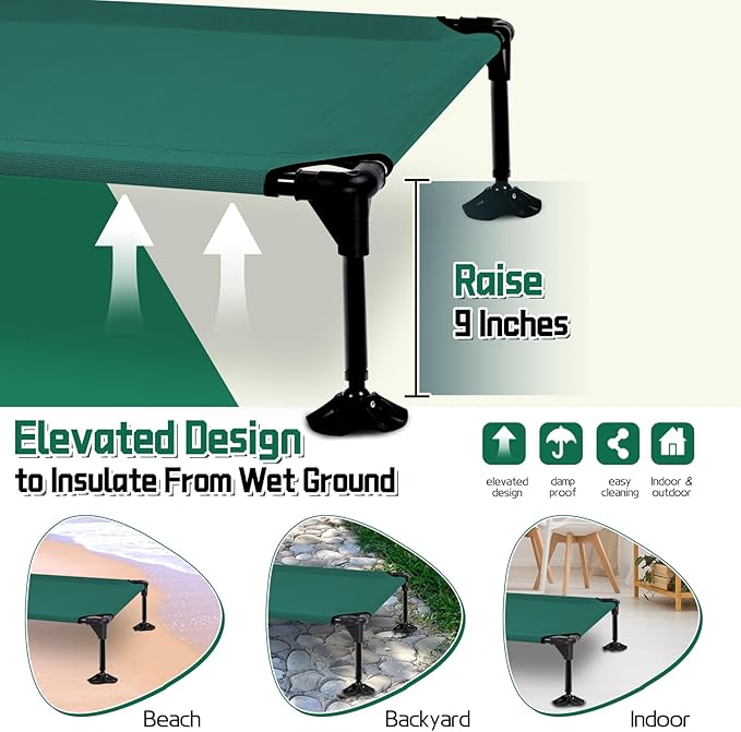 Elevated Outdoor Dog Bed with Canopy & Adjustable Feet - Larger Shade for Camping, Backyard & Patio-Mewly Pet