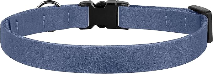 Breakaway Cat Collar Leather with Removable Bell - 13 Colors Available - Soft Adjustable Girl Boy Safety Lightweight Pet Kitten Collars Pink Brown Blue Green Red Orange Black (Denim)-Mewly Pet