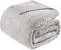 Exclusivo Mezcla Light Grey Fleece Queen Size Blanket for Bed, 90x90 Inches Soft Cozy 3D Decorative Jacquard Flannel Blankets, Lightweight Fuzzy Plush Warm Blankets for All Seasons