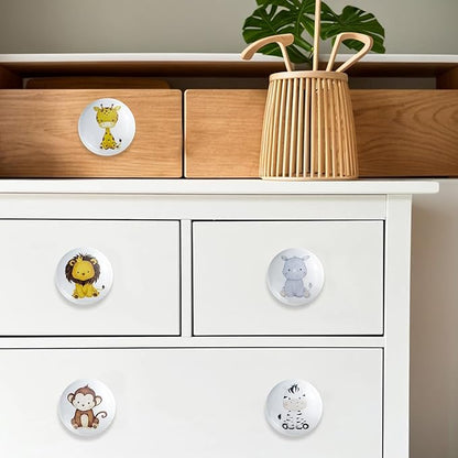 6 Pack 1.5" Ceramics Cute Animals Baby Nursery Room Dresser Drawers Knobs Kids Colorful Cabinet Handle Knobs (Monkey)
