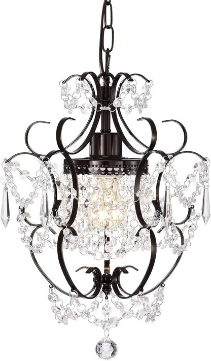 Bronze Chandelier Acrylic Crystals Chandeliers Small Vintage Chandelier 1 Light Antique Chandelier Light Fixtures for Bathroom Living Room Dining Room Kitchen Island
