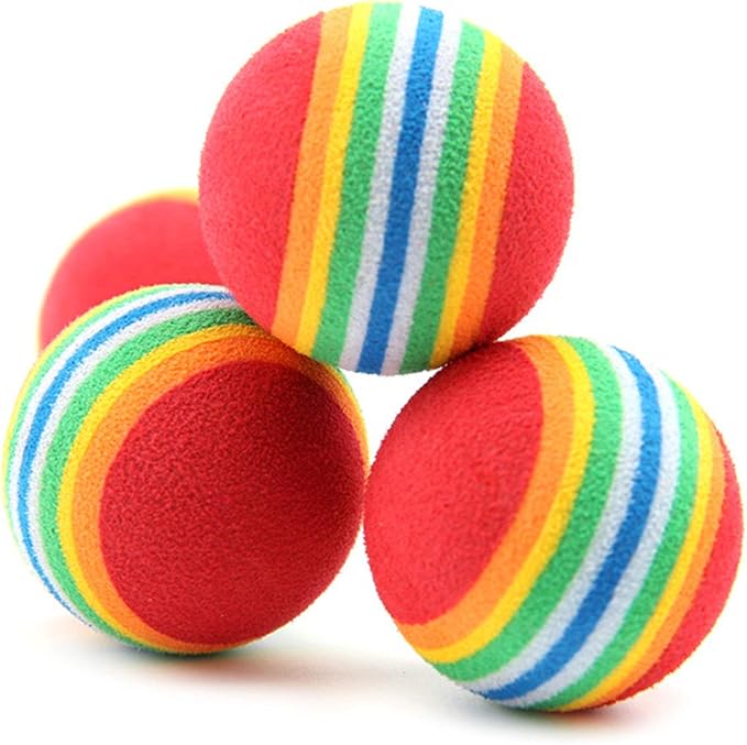 12 Pack Rainbow Cat Toy Balls Soft EVA Foam Interactive Indoor Kittens Favorite Toys 1.38" Dia. Small Dogs Puppies Toy Balls Bulk Activity Chase Quiet Play Sponge Ball-Mewly Pet