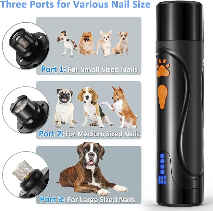 YABIFE Dog Nail Trimmers and Dog Nail Clippers Kit, Whisper Quiet Electric Grinder with Light, for Small, Medium, Large Dogs, Cats Toenail Grooming, 3 Speeds-Mewly Pet