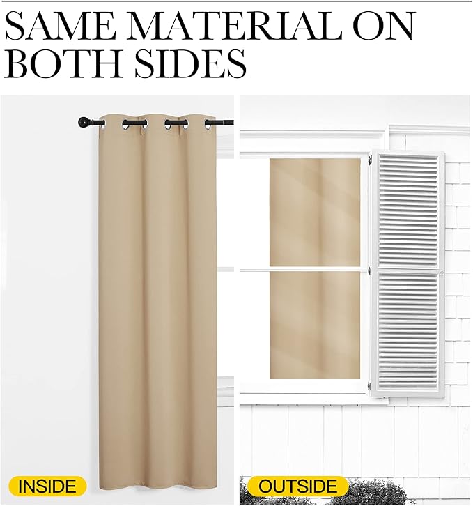 NICETOWN Room Darkening Curtain Panels for Loft, Biscotti Beige, 2 Panels, W29 x L40 -Inch, Thermal Insulated Grommet Room Darkening Draperies/Drapes for Window