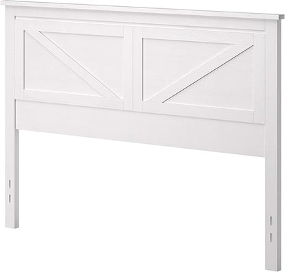 Glenwillow Home Farmhouse Style Wood Panel Headboard in Gloss White - Queen Size