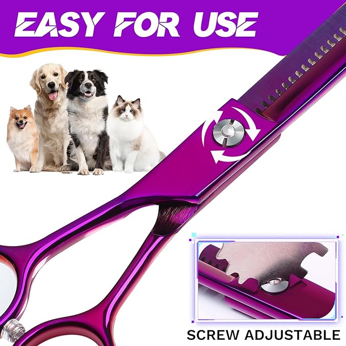 JASON Grooming Scissors for Dogs - Sharp Thinning Dog Shear with Muffler Pad, Stainless Steel Dog Grooming Shears Professional Texture Scissors for Pets-Mewly Pet