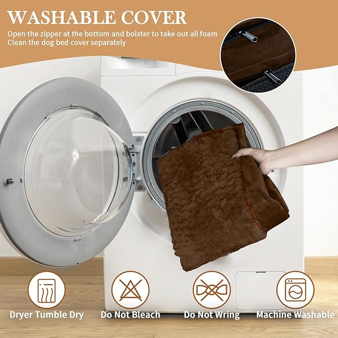 Comfort Expression Small Dog Beds Waterproof Orthopedic Foam Dog Sofa Beds for Medium Dogs Comfy Pet Bed with Washable Removable Cover & Non-Slip Bottom(Small,Chocolate Brown)-Mewly Pet