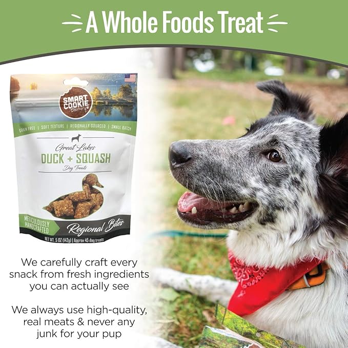Smart Cookie All Natural Soft Dog Treats - Duck & Squash - Training Treats for Dogs with Allergies or Sensitive Stomachs - Grain Free Dog Treats, Chewy, Human-Grade, Made in USA - 5oz Bag-Mewly Pet