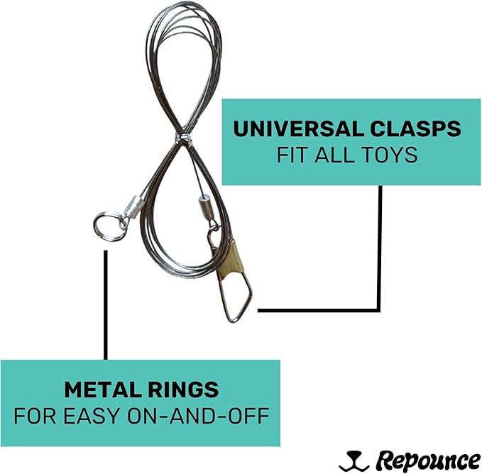 Replacement Strings for Cat Wand Toy - 3-Pieces - Chew-Proof Metal Wire and 2 Durable Paracord Strings - Heavy Chewers Pack Cat Wand Toy Refill Strings with Universal Clasps for All Lures-Mewly Pet