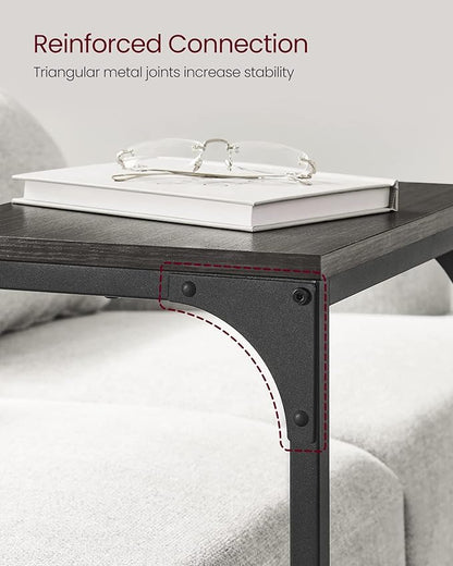 VASAGLE C-Shaped End Table Set of 2, Small Side Table for Couch, Sofa Table with Metal Frame for Living Room, Bedroom, Bedside, Ebonized Oak and Black