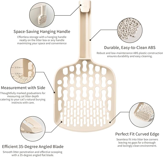 Lady N - Infinity Cat Litter Scoop: Easy Sifting with 8-Shaped Hole Design for Tofu Cat Litter and Clay Litter, Durable ABS Plastic Litter Scoop-Mewly Pet