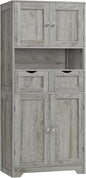 Iwell Tall Storage Cabinet with Adjustable Shelf, Bathroom Cabinet with 2 Drawers, Linen Cabinet for Living Room, Grey
