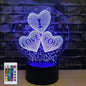 AZIMOM 3D I Love You Illusion lamp LOVE Shape Night Light 16Colors Changing Smart Touch Remote Control Optical Illusion Bedside Lamps Bedroom Home Decoration for Kids Boys & Girls Women Birthday Gifts