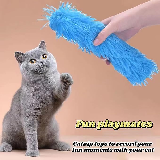 Catnip Toys with 3Pcs Cat Toys - Skin-Friendly Pillow Kicker Toy for Indoor Cats with Crinkle Paper, Catnip & Teething Soother (Pink/Green/Blue)-Mewly Pet