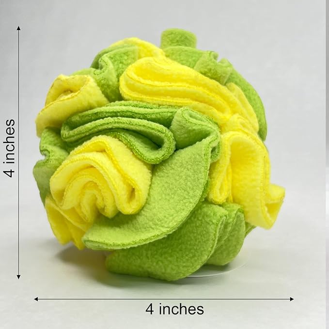 Puppy and Small Breed Snuffle Interactive Foraging Dog Puzzle Ball Toy Lemon Lime Yellow and Green-Mewly Pet