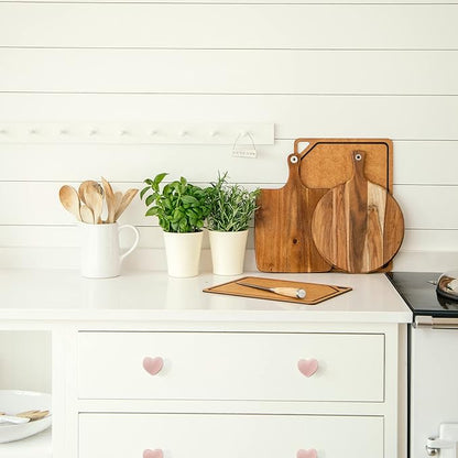 Ceramic Drawer Knobs Heart Shape Cabinet Dresser Pulls Handles with 3 Sized Screws, Kitchen Furniture Knobs for Closet Cupboard Wardrobe (10 Pack, Pink)