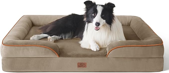 Bedsure Orthopedic Dog Beds Large Sized Dog - Washable Large Dog Cat Bed Waterproof, Comfort Dogs Couch Sofa with Washable Removable Cover, Pet Bed with Nonskid Bottom, Hazel, 35"-Mewly Pet