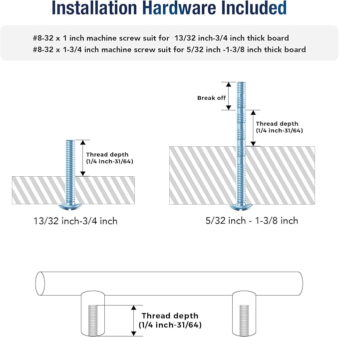 JOY DECOR 5 Pack Cabinet Handles, Black Cabinet Pulls, 7-1/2 in Hole Center Kitchen Hardware, Stainless Steel T Bar Handles for Dresser Drawers