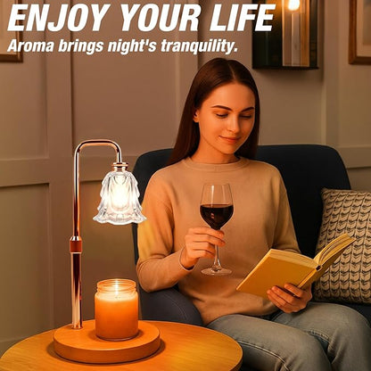 Candle Warmer Lamp with Timer and Dimmer, Electric Wax Warmers for Scented Candles with 5 Brightness Settings, Anti-Glare Lamp with Adjustable Height, Home Decor, Gift for Christmas, Birthday