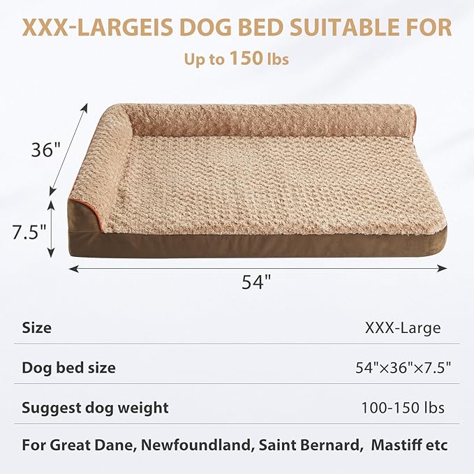 BFPETHOME Orthopedic Dog Beds for Large Dogs-Waterproof Sofa Dog Bed with Removable Washable Cover, Large Pet Bed with Waterproof Lining and Nonskid Bottom, Pet Bed for Dogs-Mewly Pet