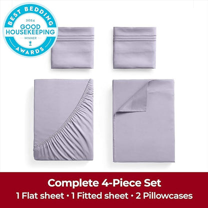 Mellanni Extra Deep Queen Sheets - 4 PC Iconic Collection Bedding - Hotel Luxury, Ultra Soft, Cooling Bed Sheets - Wrinkle, Fade, Stain Resistant (Queen, Lavender)