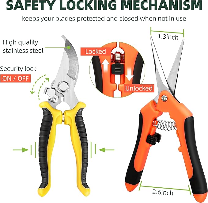 3-Pack Stainless Steel Pruning Shears, Pruning Snips and Clippers for Gardening-Mewly Pet