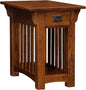 Leick Home Mission Impeccable End Table, Solid Wood Side Table with Drawer & Shelf, Slatted Sides, Blackened Hardware, Easy Assembly, Medium Oak Finish, 17 in L x 25 in W x 23 in H, 8206