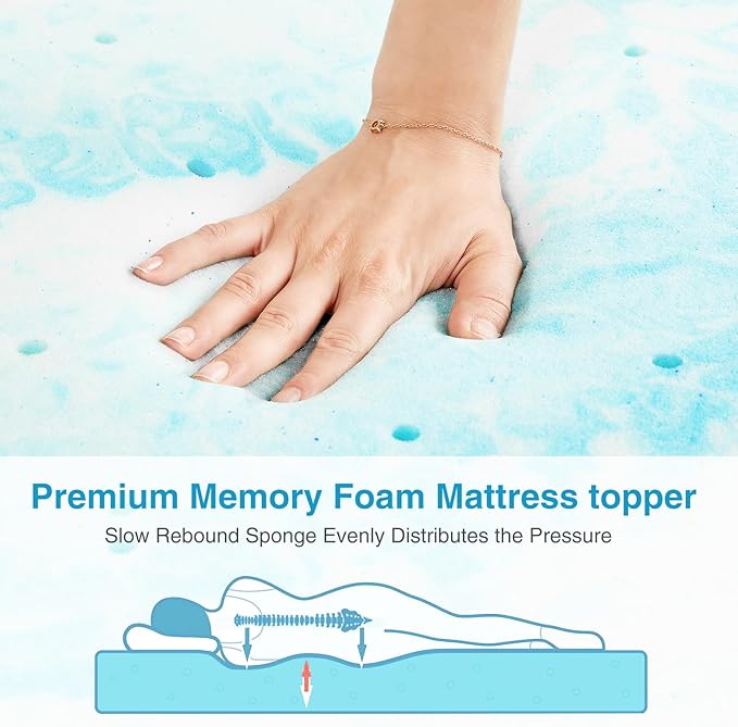 Mattress Topper, King Size Cooling Memory Foam Bed Toppers, 2 Inch Soft Mattress Pads for Sleeper Sofa, RV, Camper, CertiPUR-US Certified