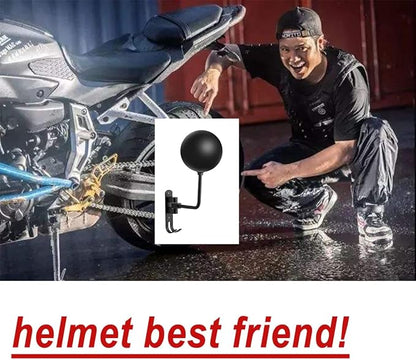 SANGMO 180°Motorcycle Helmet Rack, Rotation Metal Helmet Holder Wall Mounted Helmet Rack Motorcycle with 2 Hooks Helmet Hanger for Motorcycle Bike Coats, Caps, Baseballs, Rugby Helmet (1 pcs)