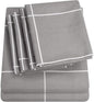 Cal King Size Bed Sheets - 6 Piece 1500 Supreme Collection Fine Brushed Microfiber Deep Pocket California King Sheet Set Bedding - 2 Extra Pillow Cases, Great Value, California King, Window Pane Gray
