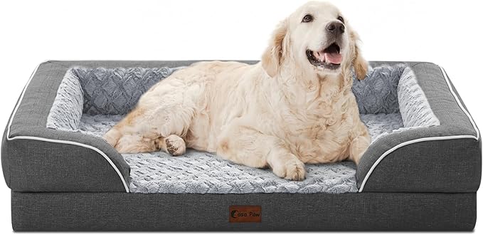 Orthopedic XL Dog Bed for Extra Large Dogs, Waterproof Memory Foam Dog Beds with Sides, Non-Slip Bottom and Egg-Crate Foam Big Dog Couch Bed with Removable Washable Cover(X-Large,Dark Grey)-Mewly Pet