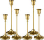 Gold Candlestick Holders, Taper Candle Holders, Set of 6 Brass Candle Holder Set, Vintage Table Centerpiece for Wedding Christmas Holiday