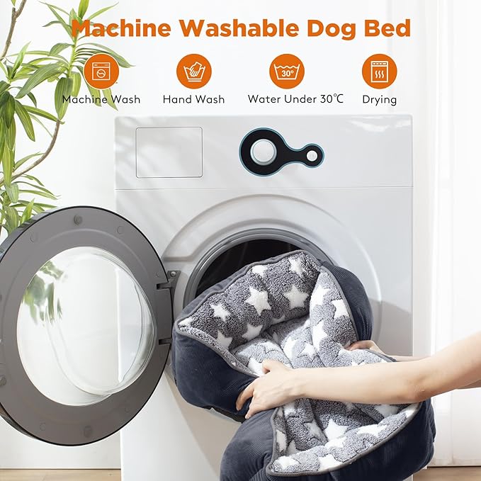 GASUR Large Dog Bed, Rectangle Washable Pet Beds, Orthopedic Dog Sofa Bed, Durable Pet Cuddler Anti-Slip Bottom, Soft Calming Sleeping Warming Puppy Bed (L (35"x 25"x 9"), Black)-Mewly Pet