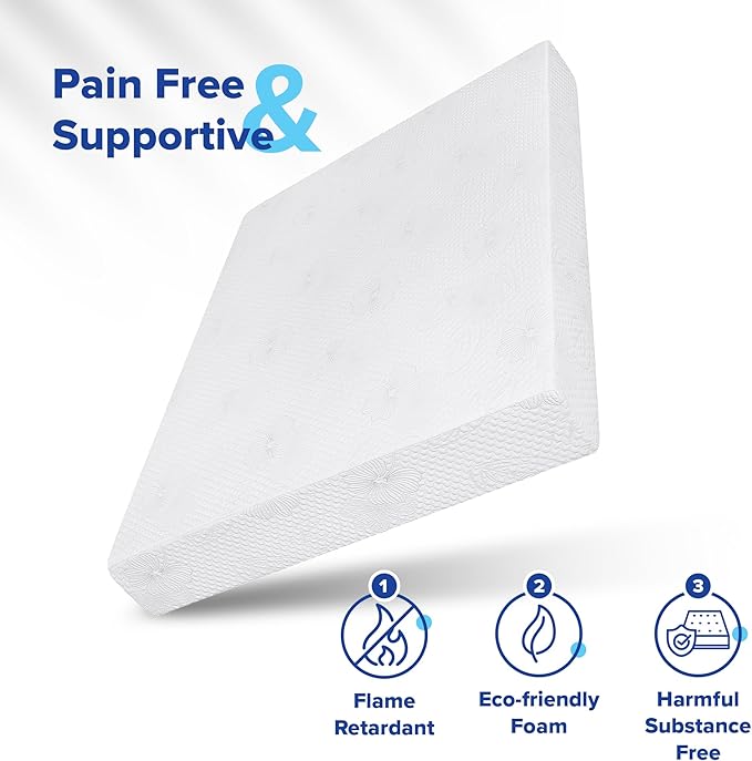 Olee Sleep Twin Mattress, 8 Inch Gel Memory Foam Mattress, Gel Infused for Comfort and Pressure Relief, CertiPUR-US Certified, Bed-in-a-Box, Medium Firm, Twin Size