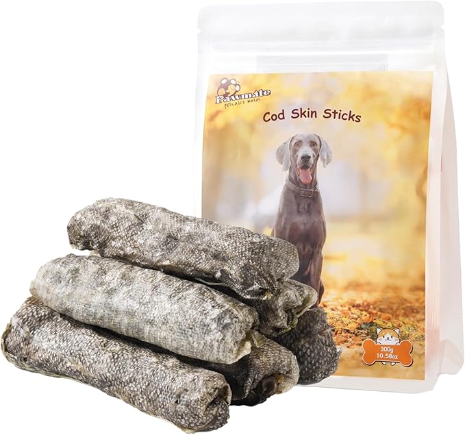 Dog Treats Natural Cod Skin Rolls, Rawhide-Free Chewy Fish Skin Dog Chews, One-Ingredient Healthy Training Treats Rich in Omega3 & Protein, 10.6 oz-Mewly Pet