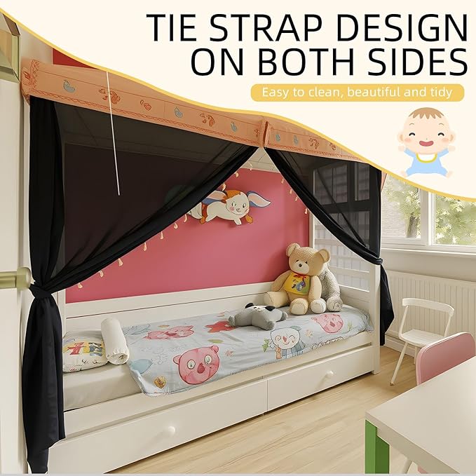 4 Corners Mosquito Net for Mosquiteros para Camas Bed Canopies Netting Bed Drapes Rectangular Mosquito Mesh for Camping Home Outdoor Travel(Black,L78 X W71 X H67 Inch,Opening)-Mewly Pet