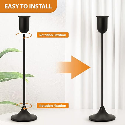 Candle Holder - 3 PCS Candlestick Holders - Vintage Candle Stick Holder - Modern Decorative Centerpiece - Cozy Atmosphere Gift for Home Decor, Wedding, Halloween Party - Black Taper