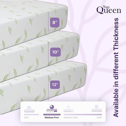 NapQueen Twin Size, 8 Inch Anula Green Tea Infused Memory Foam Mattress, Bed in a Box, CertiPUR-US Certified Mattress