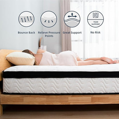 King Size Mattress | 12 Inch Hybrid Mattresses King in a Box | Medium Firm Memory Foam and Individual Pocket Springs | Fiberglass Free Bed Matress | Breathable | CertiPUR-US