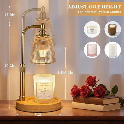 Candle Warmer Lamp with Timer Dimmable,Birthday Gifts for Women Mom Sister,House Warming Gifts New Home,Adjustable Height Wax Melt Warmer for Jar Candles,Ideal for Office,Dorm,Bedroom Home Decor