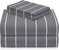 LuxClub 4 PC Full Size Sheet Set Bed Sheets, Breathable Luxury Deep Pockets Wrinkle Free Cooling Sheets Machine Washable Hotel Bedding (Full, Striped Light Grey)