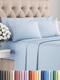 Full 6 Piece Sheet Set - Comfy Breathable & Cooling - Ultra Soft Hotel Luxury Bedding Set w/ 8-16 Inch Deep Pockets - 1 Flat & 1 Fitted Sheet & 4 Pillowcases - Wrinkle Free and Easy Care - Sky Blue