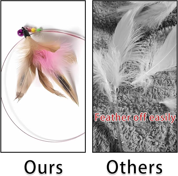 Cat Toys Interactive for Indoor Cats,2 PCS Cat Feather Toys and Wand Toys for Chase Exercise and Teaser Play with Kitten-Mewly Pet