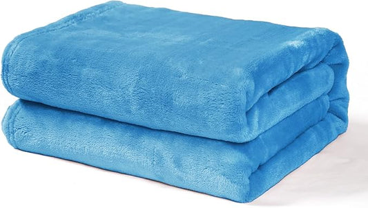 Exclusivo Mezcla Fleece Throw Blanket for Couch, Super Soft and Warm Blankets, Washed Blue Throw All Season Use, Cozy, Plush, Lightweight, 40x50 inches