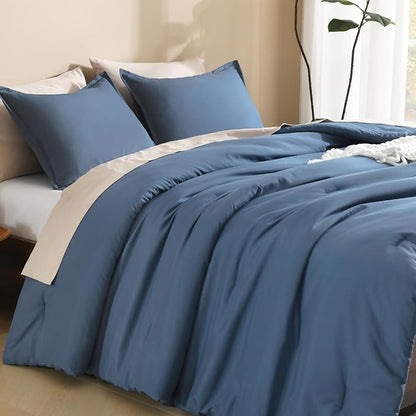 Litanika Haze Blue Twin/Twin XL Comforter Set, 2 Pieces Lightweight Solid Bedding Set, All Season Fluffy Bed Set (66x90In Comforter & 1 Pillowcase)