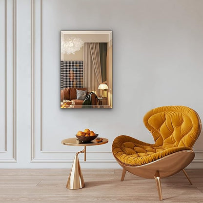 18"x24" Frameless Rectangle Wall Mirror with 1 inch Beveled Edge for Bathroom Vanity