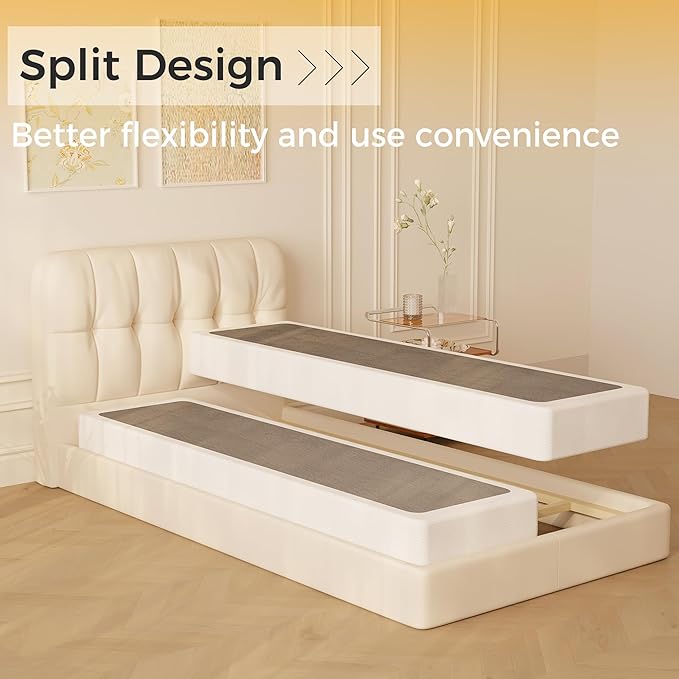 Split Twin XL Box Spring 5 Inch, Easy Assembly Bed Foundation, Heavy Duty Low Profile XL Twin Box Spring with Fabric Cover, Noise Free