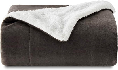 Bedsure GentleSoft Sherpa Fleece Throw Blanket Twin Size for Couch - Thick and Warm Throw for Women and Men, Soft Fuzzy Plush Twin Blanket for Winter, Brown, 60x80 Inches