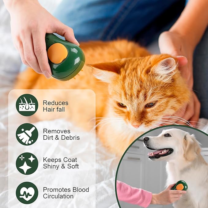 3-in-1 Steam Brush for Cat and Dog Deshedding - Portable Pet Hair Removal Tool for Indoor Shedding, Grooming Supplies-Mewly Pet